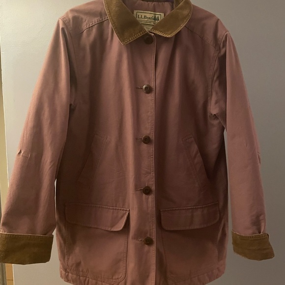 L.L. Bean Mauve Coat with Olive Trim - Picture 2 of 7